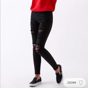 High waisted black jeggings